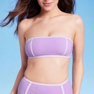 Kona Sol Purple Terry Bikini Set Top Size D/DD Bottom Medium - New With Tags